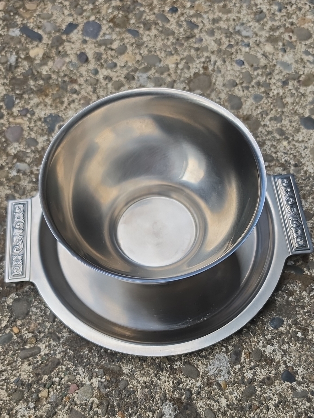 Stainless Steel Serving Bowl with Decorative Handles - Silver